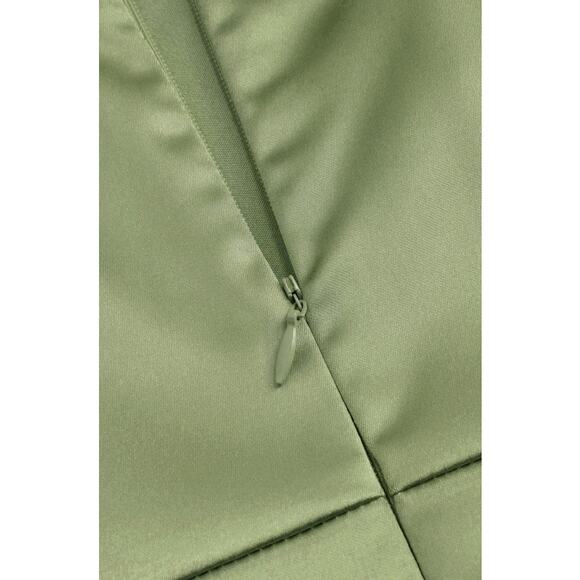 Cider Women's XLarge Light Green Ruched Off-Shoulder Satin Maxi Dress - Picture 5 of 8